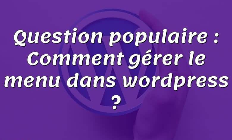 Question populaire : Comment gérer le menu dans wordpress ?