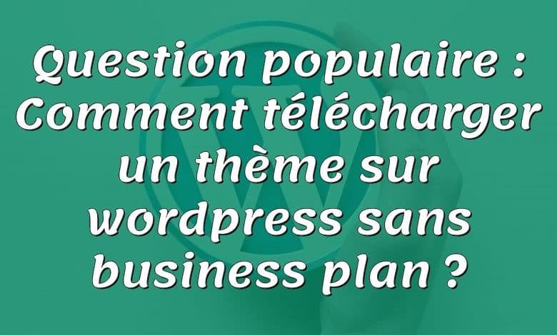 Question populaire : Comment télécharger un thème sur wordpress sans business plan ?