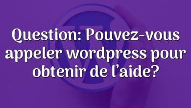 Question: Pouvez-vous appeler wordpress pour obtenir de l’aide?