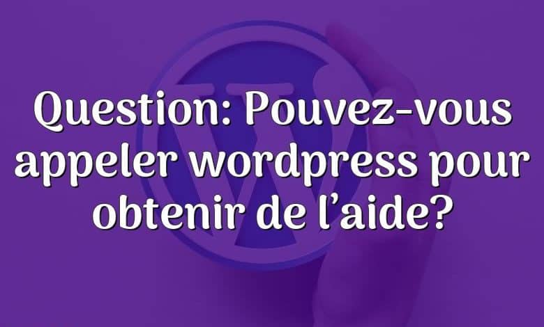 Question: Pouvez-vous appeler wordpress pour obtenir de l’aide?