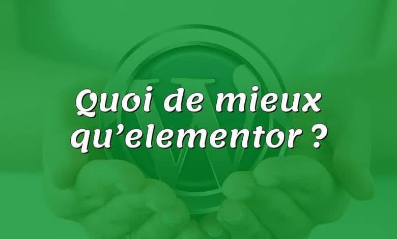 Quoi de mieux qu’elementor ?