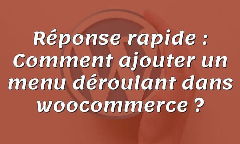 Réponse rapide : Comment ajouter un menu déroulant dans woocommerce ?