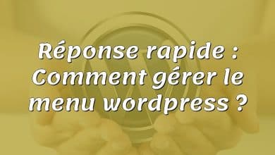 Réponse rapide : Comment gérer le menu wordpress ?