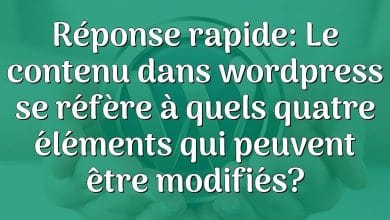 Réponse rapide: Le contenu dans wordpress se réfère à quels quatre éléments qui peuvent être modifiés?