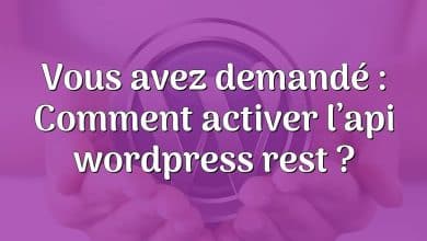 Vous avez demandé : Comment activer l’api wordpress rest ?