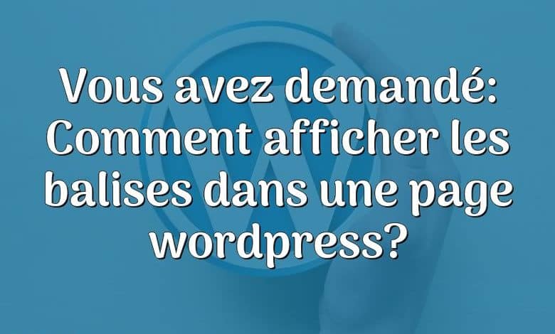 Vous avez demandé: Comment afficher les balises dans une page wordpress?