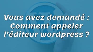 Vous avez demandé : Comment appeler l’éditeur wordpress ?