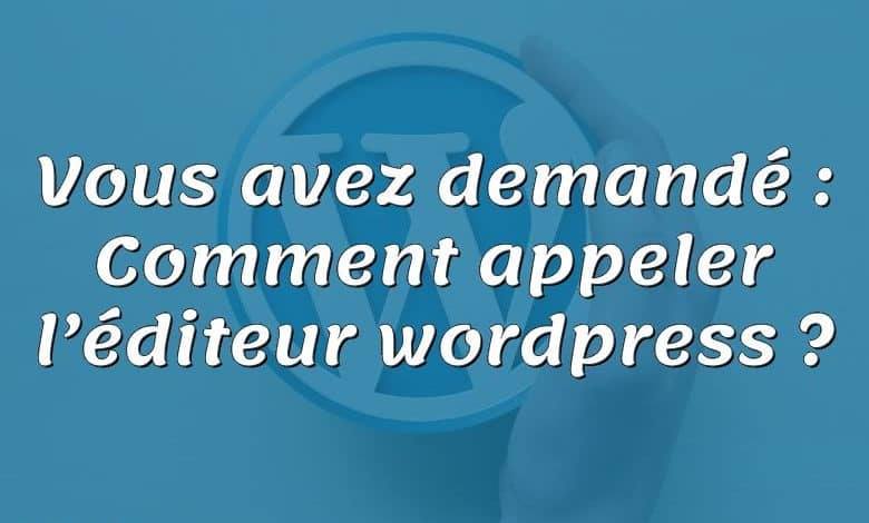 Vous avez demandé : Comment appeler l’éditeur wordpress ?