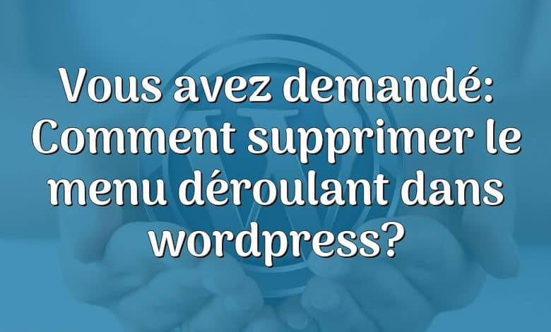 Vous avez demandé: Comment supprimer le menu déroulant dans wordpress?