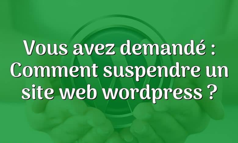 Vous avez demandé : Comment suspendre un site web wordpress ?